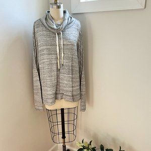 Lou & Grey Heathered Grey Cowl Neck Pullover Sweater Tunic